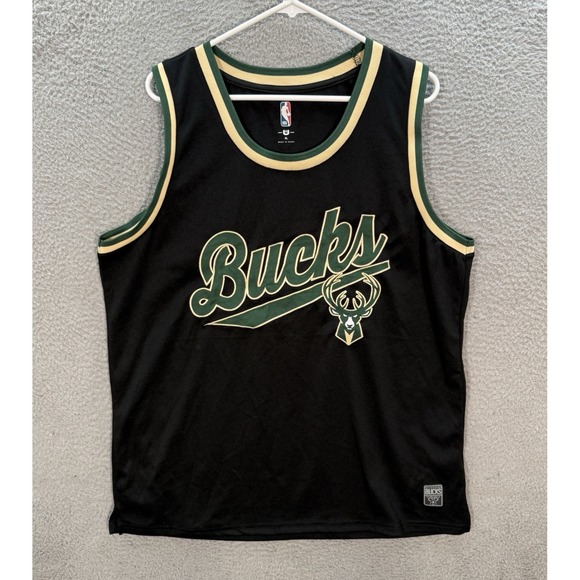 Milwaukee Bucks Jersey Mens XL Black Performance Stretch Stitched NBA Basketball - Picture 1 of 10